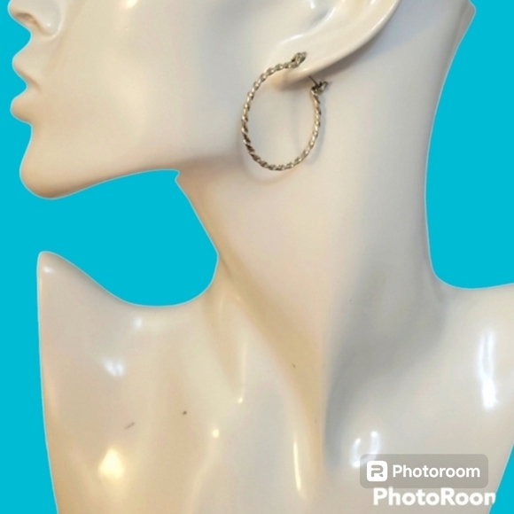3/$20 Silvertone Twisted Metal Huggie Hoop Earrings - Picture 1 of 5